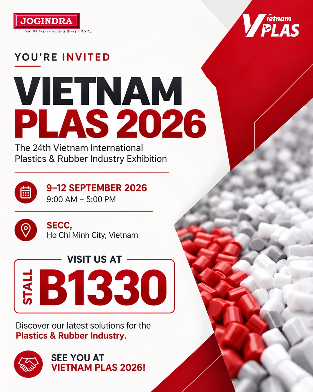 Jogindra at Vietnam Plas 2026 - Stall B1330, SECC Ho Chi Minh City, 9-12 September 2026